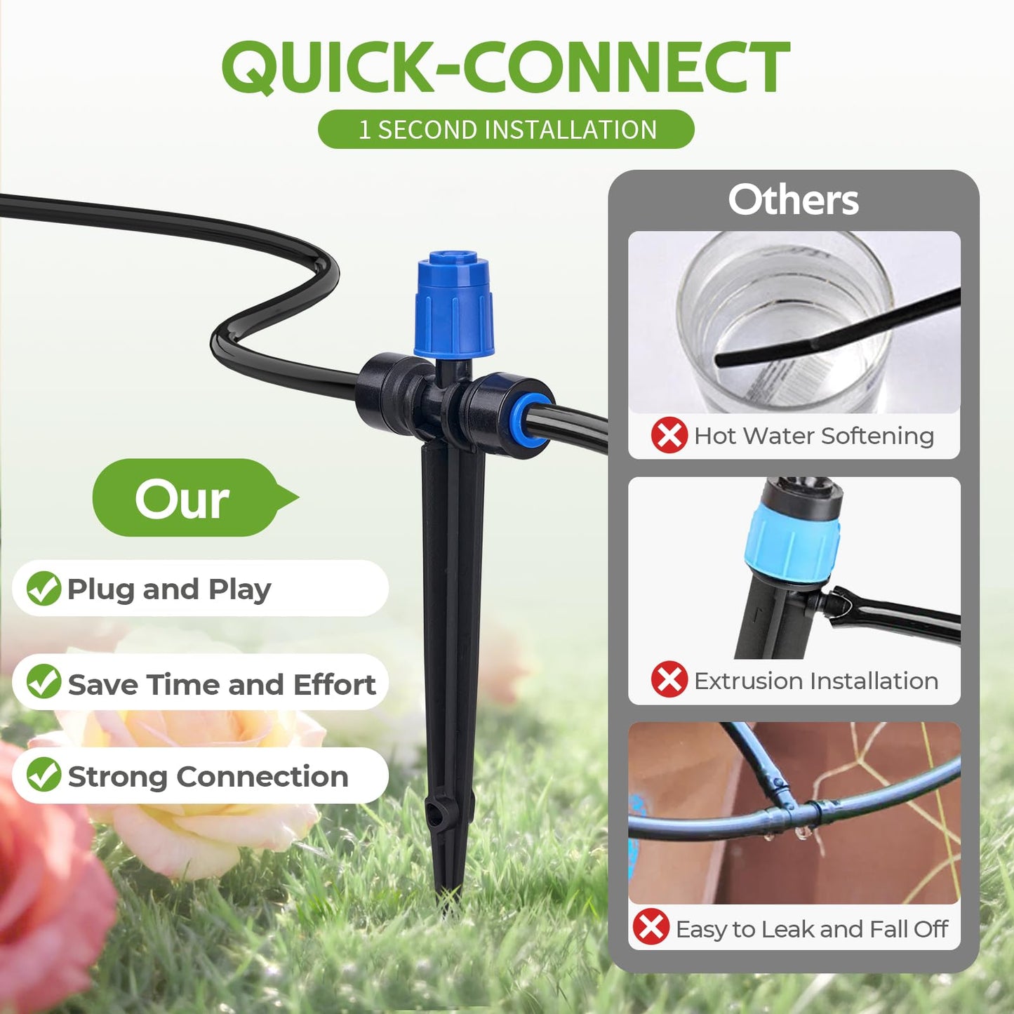 HIRALIY 140FT Quick Connect Garden Watering System with Adjustable Vortex Drippers, Saving Water Automatic Drip Irrigation Kit for Raised Bed and Plants Vegetable Garden