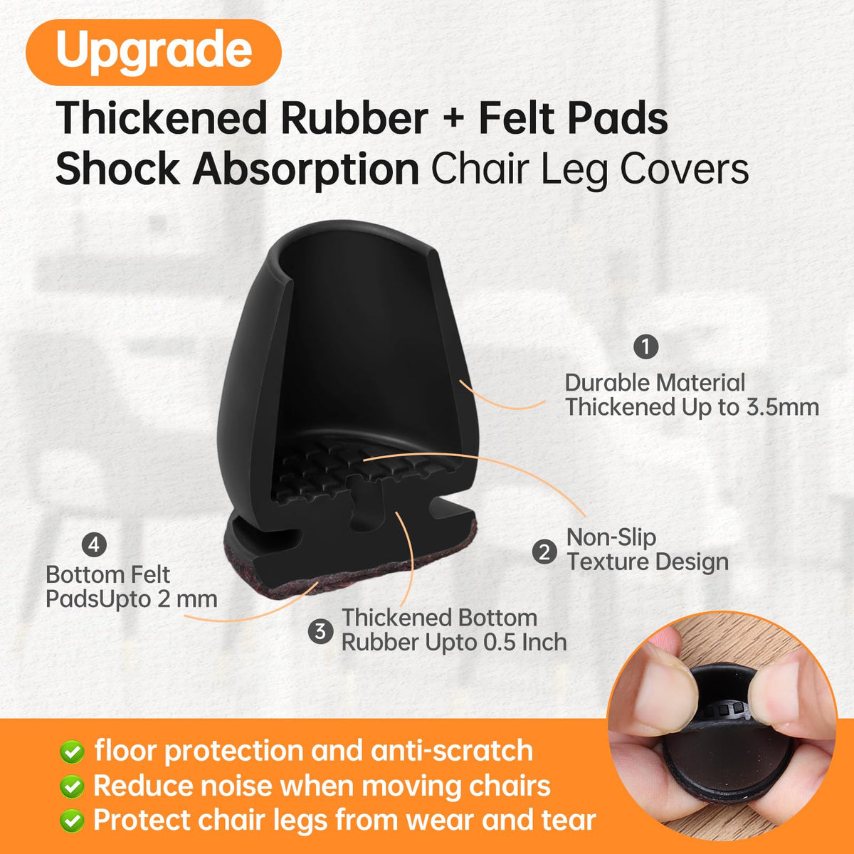 24 Pcs Small Silicone Chair Leg Floor Protectors for Hardwood Floors