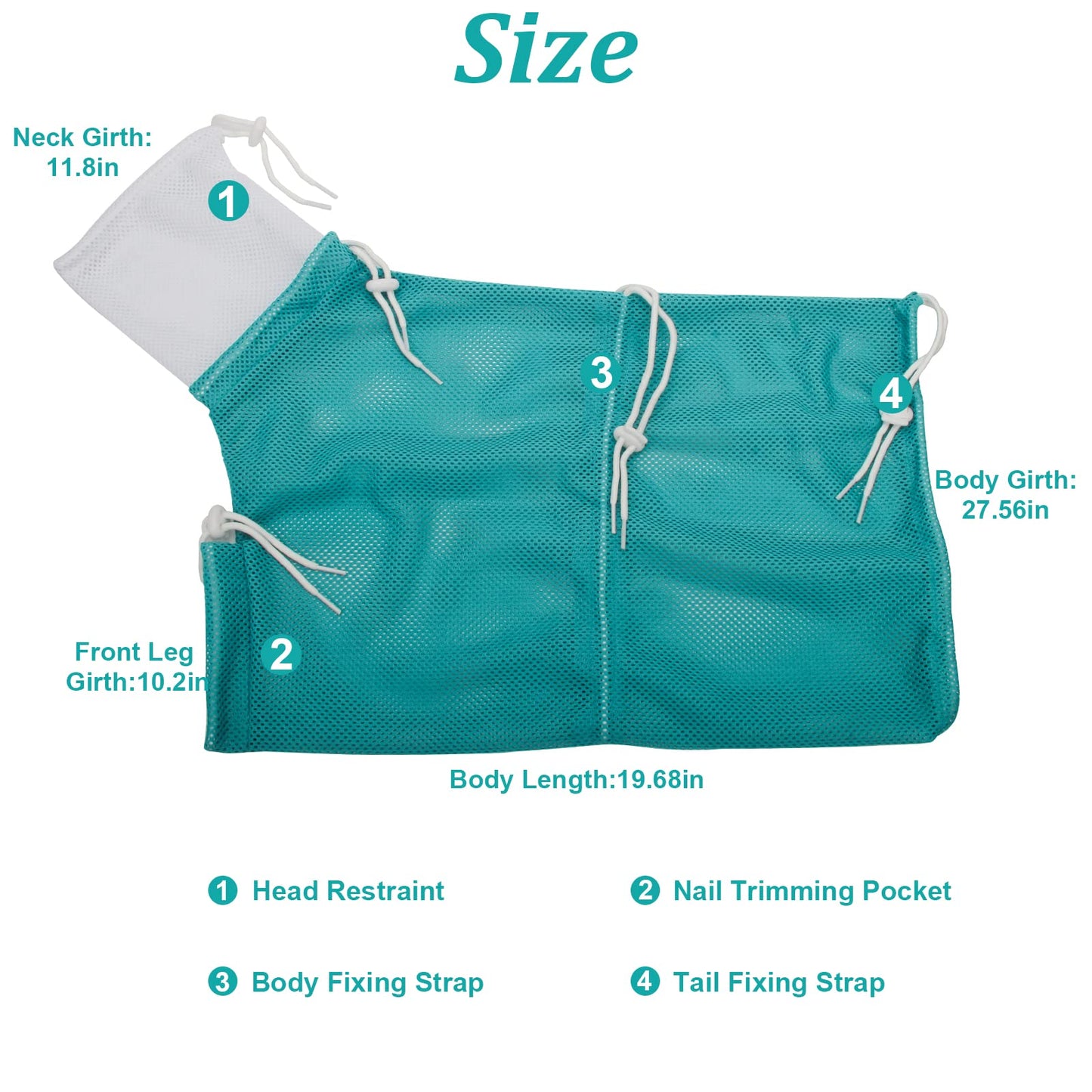 Cat Bathing Bag, Breathable Mesh Cat Shower Washing Bag Anti Scratch Adjustable Cat Grooming Bag for Nail Trimming