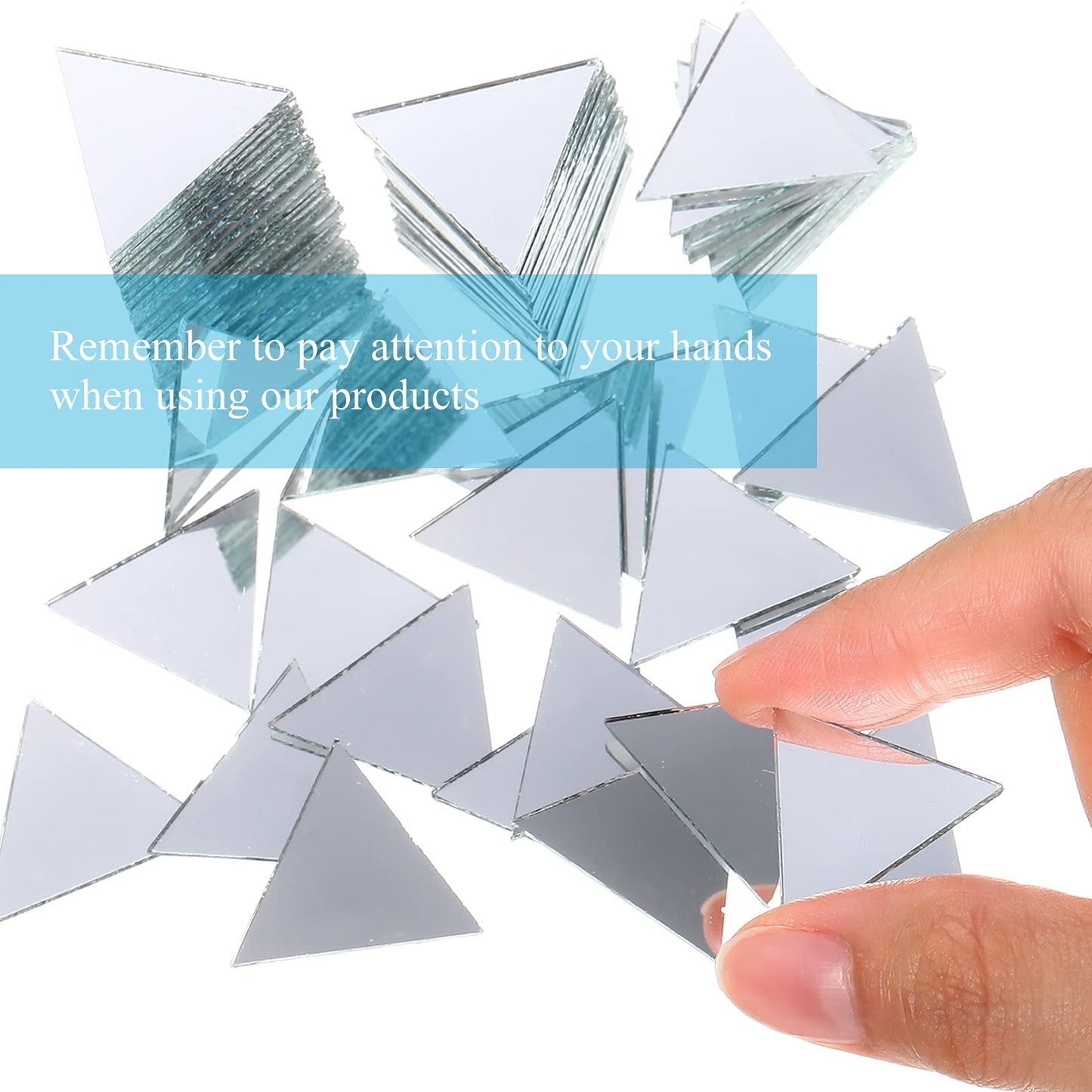Jetec 300 Pieces Mirrors Tiles Triangular Small Mirrors Mosaic Tile DIY Glass for Art Wall Door Home Decorations