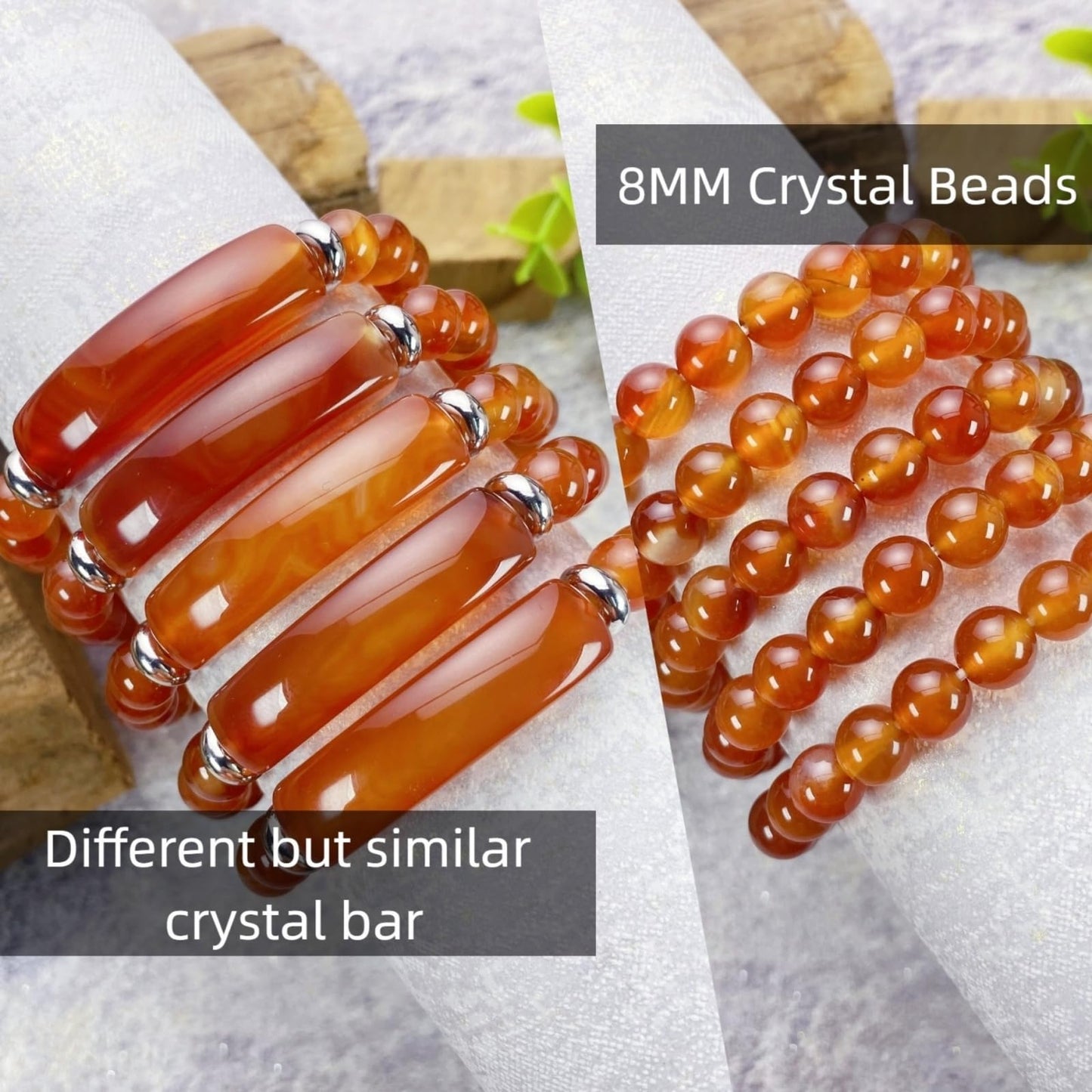 EDEN'S CALL 8mm Healing Crystal Beads Stretch Bracelet Handmade Good Luck Energy Chakra Stone Beaded Bangle, Carnelian