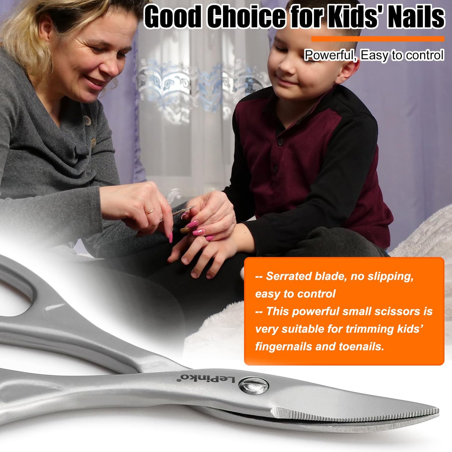 LePinko Professional Nail Scissors Kit, Micro-serrations Blades, Both for Manicure and Pedicure, Stocking Stuffers Gifts For Men and Women