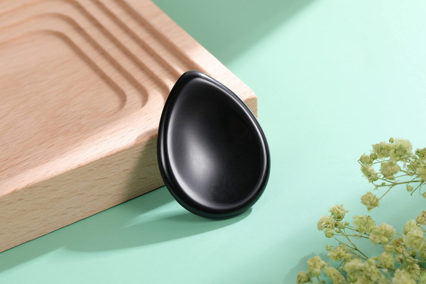 CrystalTears Black Obsidian Crystal Worry Stone Thumble Polished Healing Crystals Pocket Palm Stone Thumb Worry Stones for Anxiety Stress Relief Crystal Therapy
