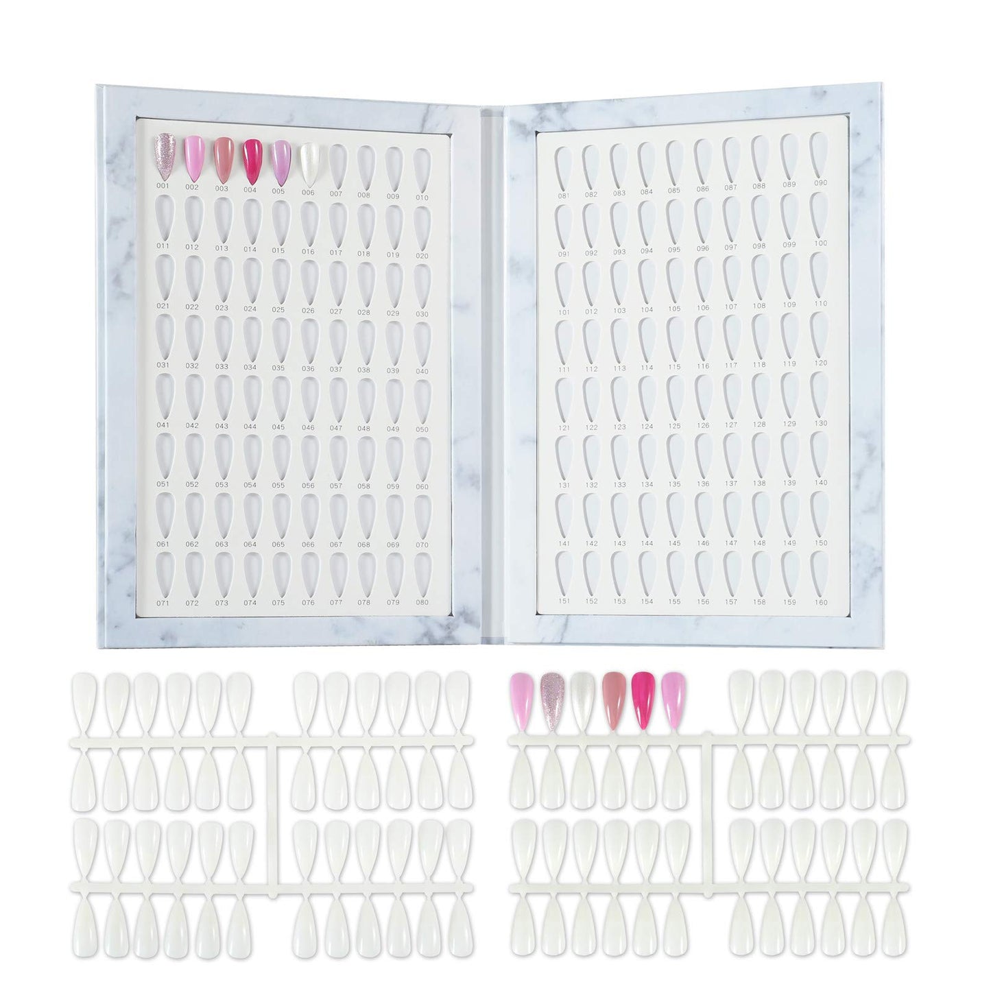 NMKL38 160 Nail Color Display Book Chart with 240 Nail Tips UV Gel Polish Color Card Board Salon Tools (A04)