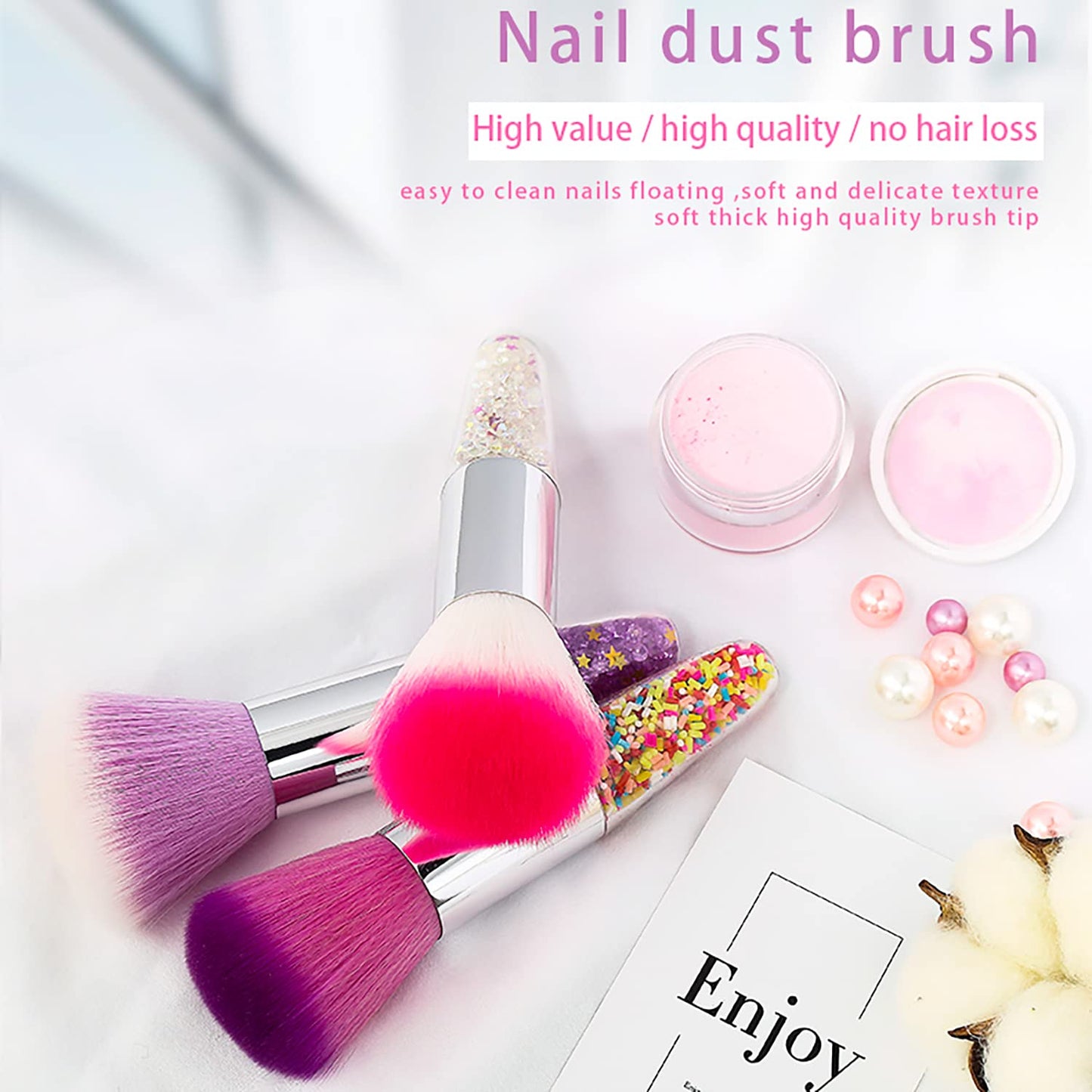 DANNEASY 3pcs Nail Dust Brush Nail Brushes for Cleaning Dust Nail Powder Brush Nail Duster Large Makeup Blush Brush Nail Art Brush Set Nail Art Tools