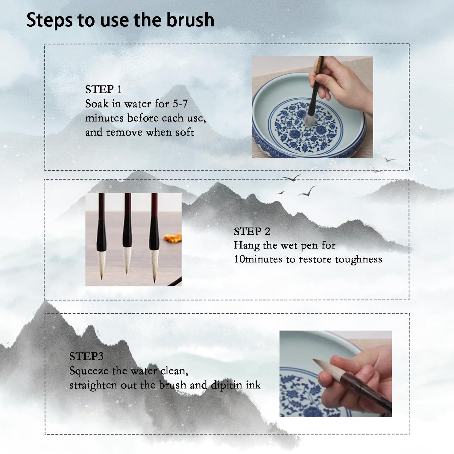 Buart 13pcs set Portable Chinese Calligraphy Set For beginner, Brush, Ink,Writing Paper, Inkstone, Sumi set with Roll-up Felt Mat For Calligraphy class