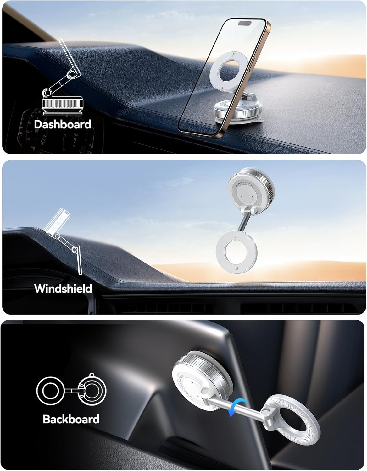 JOYROOM Vacuum Magnetic Car Phone Holder, Strongest Suction Cup 360° Adjustable Magsafe Car Phone Mount, Foldable Cell Phone Holders for Your Car for iPhone 16 Pro Max 15 14 13 12 Plus/Android