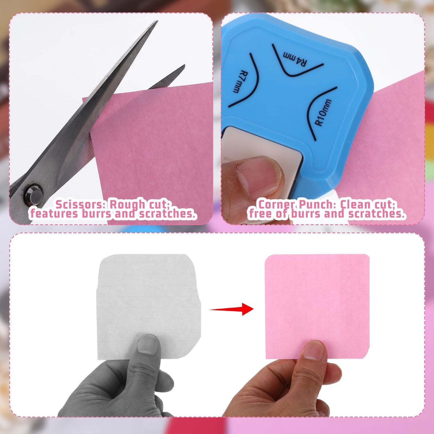 3 Pcs Corner Rounder Punch 3 in 1 Paper Corner Cutter (R4mm, R7mm, R10mm) Round Corners Cutter Rounder for Cardstock Envelope Laminate DIY Card Making Paper Crafts Scrapbook Supplies