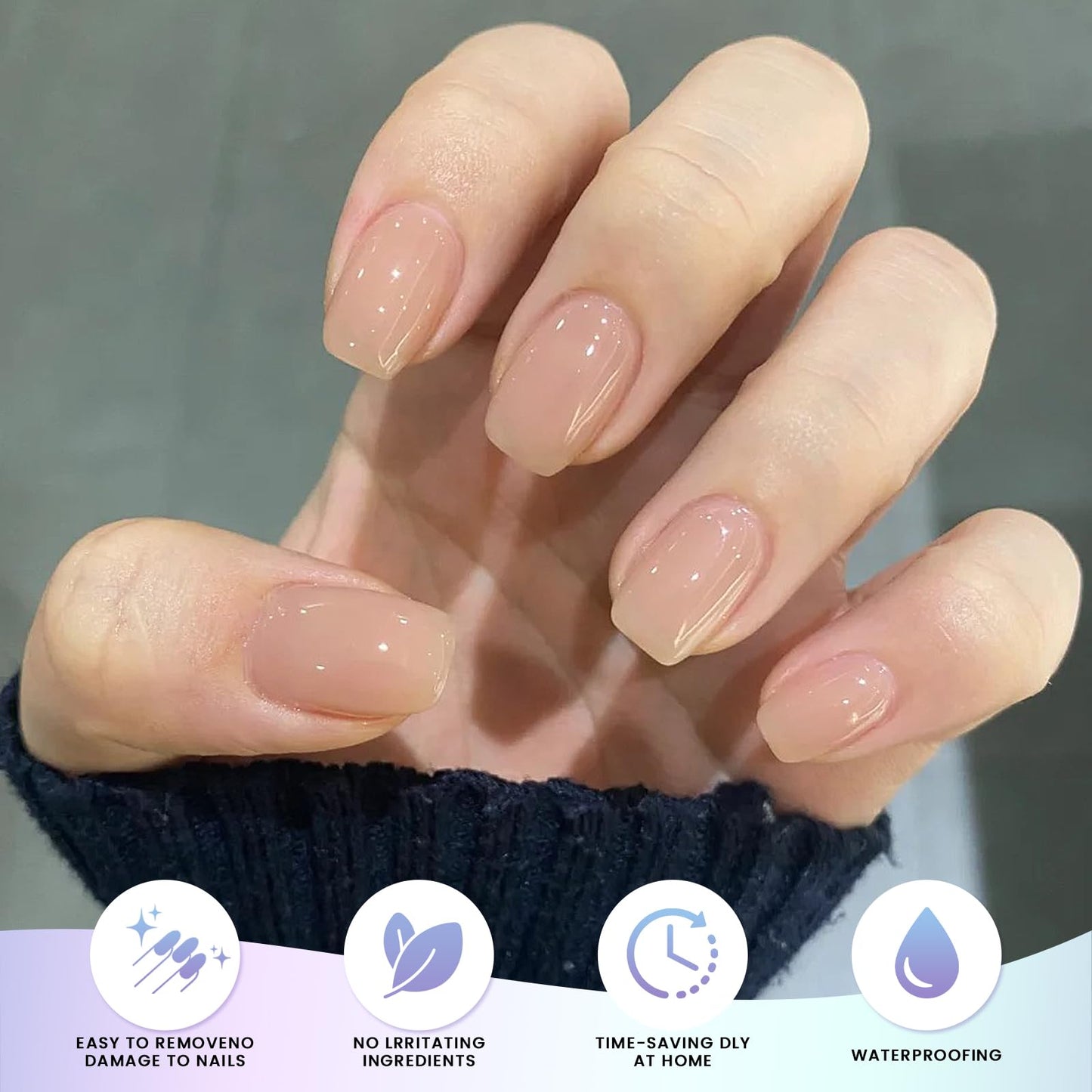 Oauee Semi Cured Gel Nail Strips | 20 Gel Nail Stickers | For Uv/Led Manicure Lamps | Salon Quality, Easy Application And Removal(Flesh Color)