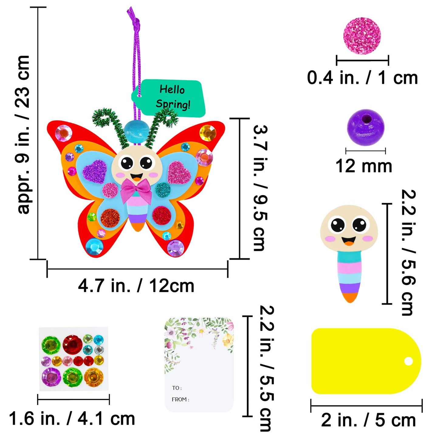 Winlyn 24 Sets Butterfly Craft Kits DIY 3D Rainbow Butterfly Ornaments Decorations Art Set Foam Stickers Arts and Crafts for Kids Spring Summer Camping Party Classroom Activities Art Project