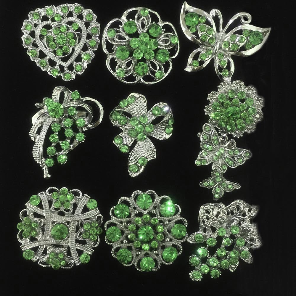 Ezing Lot 24pc Shining Rhinestone Crystal Brooches Pins DIY Wedding Bouquet Kit (F)
