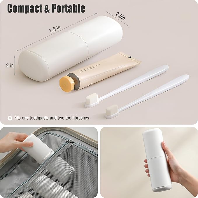Travel Toothbrush Case with Cup, Gray - Toothbrush and Toothpaste Travel Case, Doubles as Dorm Toothbrush Holder, Detachable Base, Compact Toothbrush Covers for Camping, Business Trip