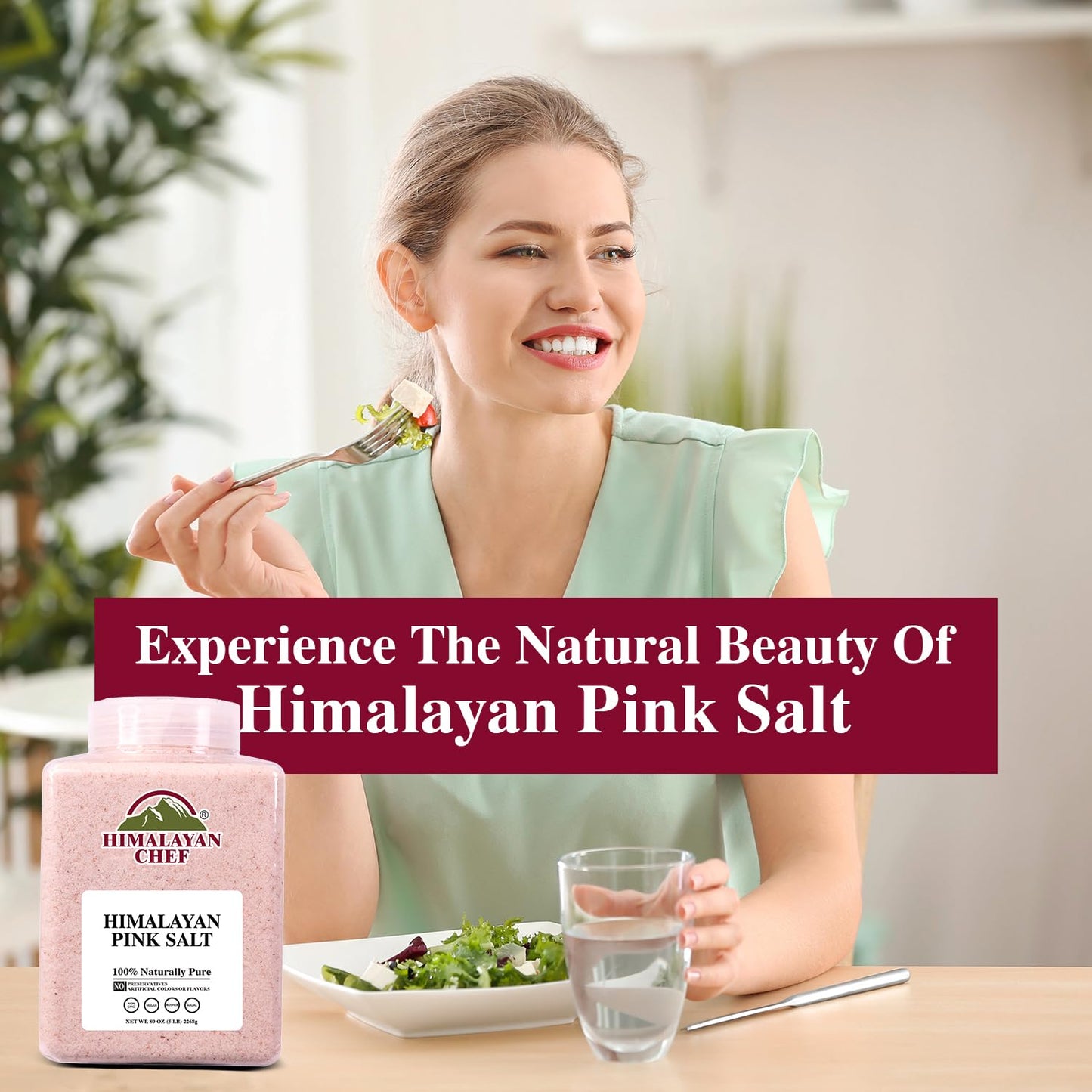 Himalayan Chef Pink Himalayan Salt Fine Grain, 5 lbs Plastic Jar - Pure, Natural, Kosher, Non-GMO, Mineral-Rich, for Cooking, Seasoning, Baking, Table Use