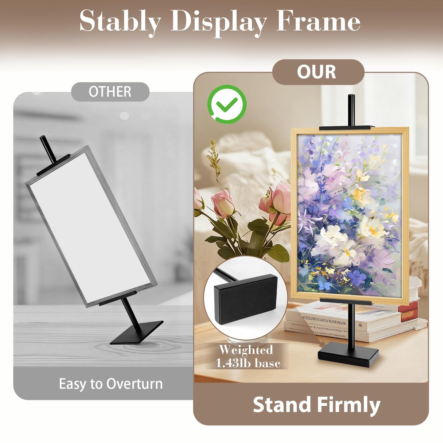 AZEAM Tabletop Easel Stand, Adjustable Poster Stand for Frames up to 29" , Black Metal Standing Easel Display Stand for Art Signs Photos, Framed Artwork Display Easel Stands for Home Events