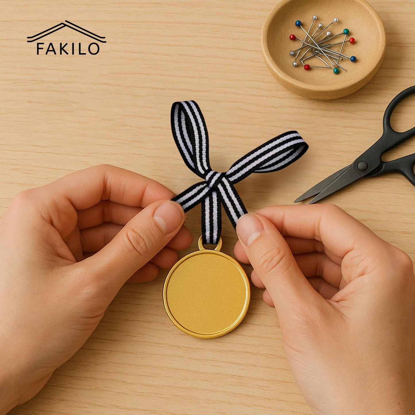FAKILO Black and White Double-Sided Striped Grosgrain Ribbon for Gift Wrapping, Christmas and Halloween, Wedding Decorations, Handmade Decorations (3/8" x 50yds)