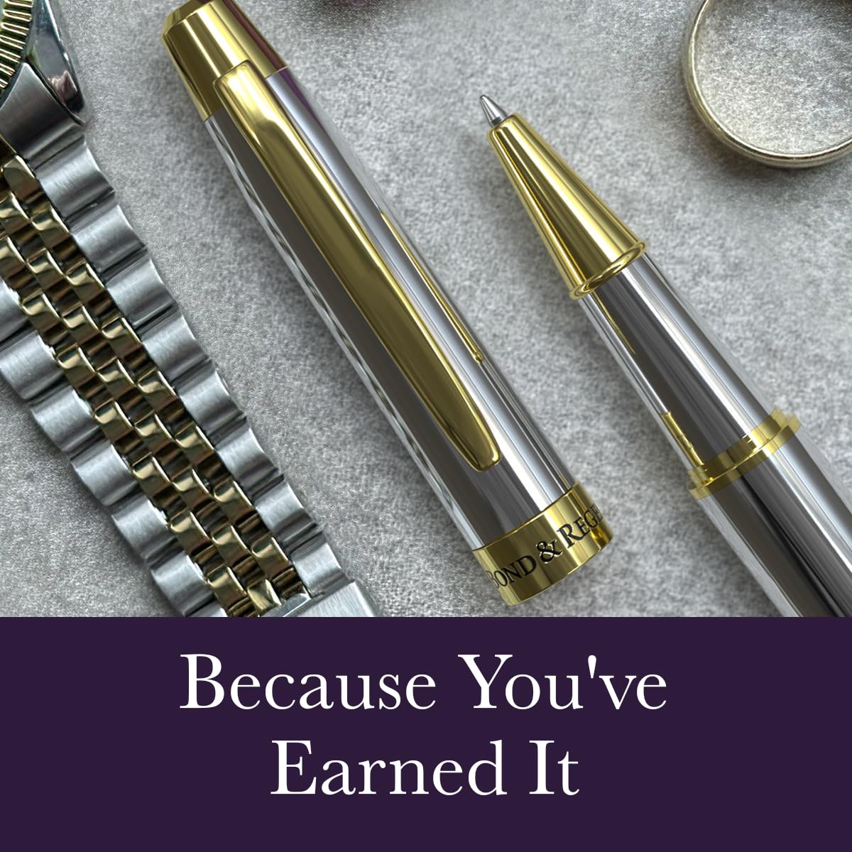 Bond & Regent 24 Karat Gold Luxury Rollerball Pen - Fancy Executive Professional Writing Gift Set for Men & Women, Nice Pens, Silver Chrome