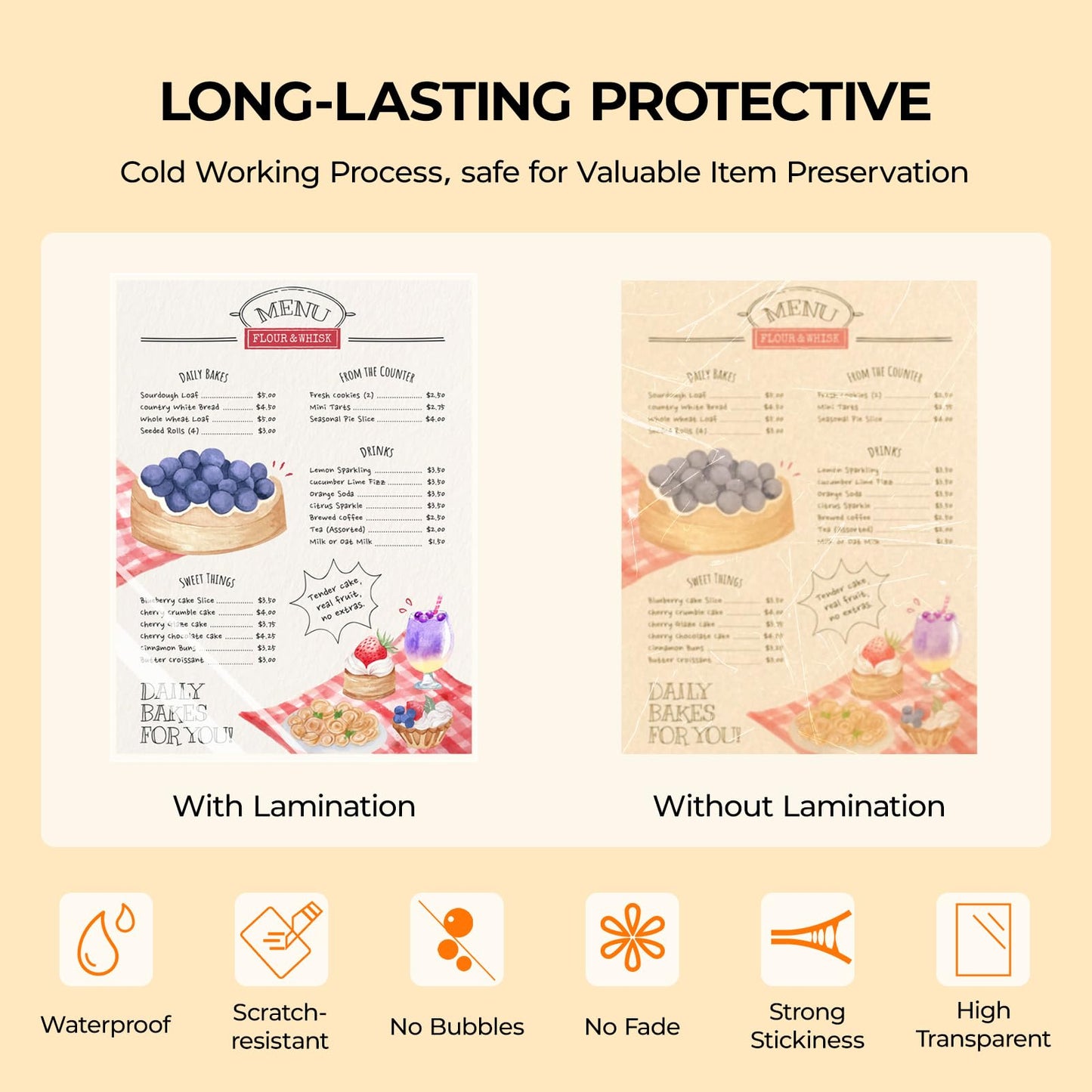 HTVRONT Self Adhesive Laminating Sheets - 50 Sheets, 4mil, 9 x 12 Inches Self Laminating Sheets, No Machine Needed Clear Laminating Sheets for Protecting Documents Photos Menus Stickers Book Cover
