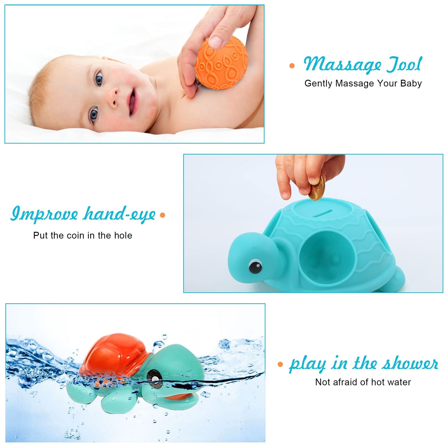 Soft Building Blocks for Toddler, Blocks for Kids 6 Months and up, Large Creative Stacking Blocks 20 PCS STEM Blocks and Sensory Balls Montessori Toys for Babies 6-12 Months, Baby Sensory Toys Turtle
