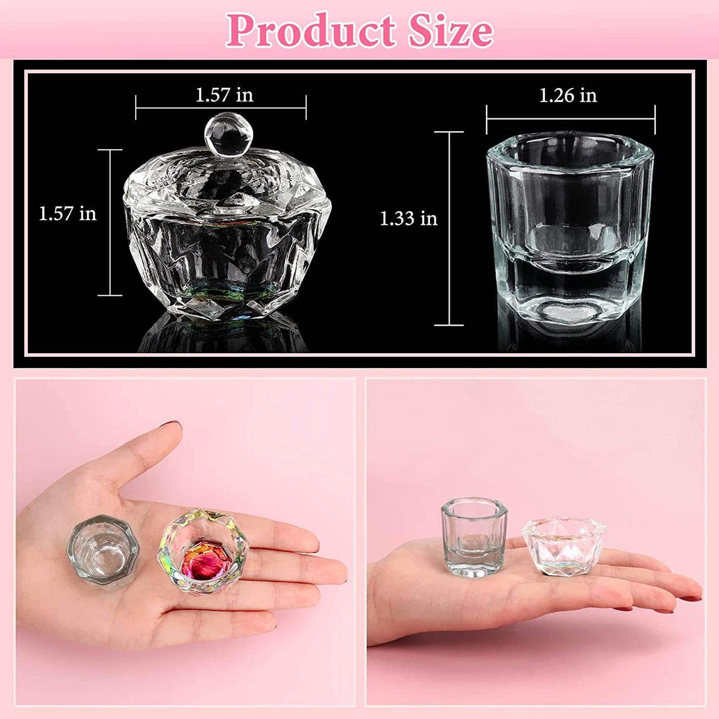 Yokilly Nail Brush Set, 6 PCS Acrylic Nail Art Brush Nail Polish Brush 4PCS Crystal Dappen Dish for Acrylic Nails & 550 PCS Clear Coffin Nail Tips for Professional Acrylic Nails