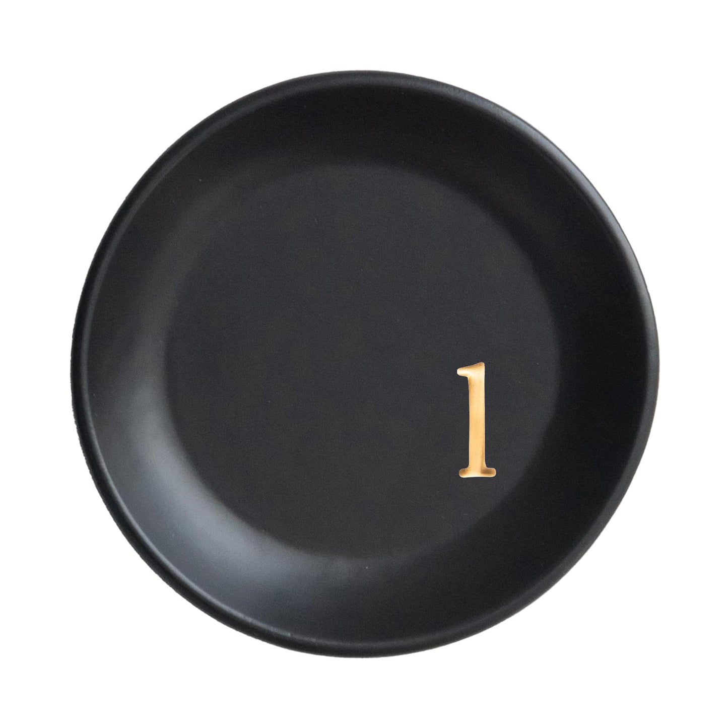 COLLECTIVE HOME - Ceramic Jewelry Tray, Decorative Trinket Dish for Rings Earrings Necklaces Bracelet Watch Keys, Birthday Mother's Day Christmas Gift for Women, 4.75", Black Surface (l)