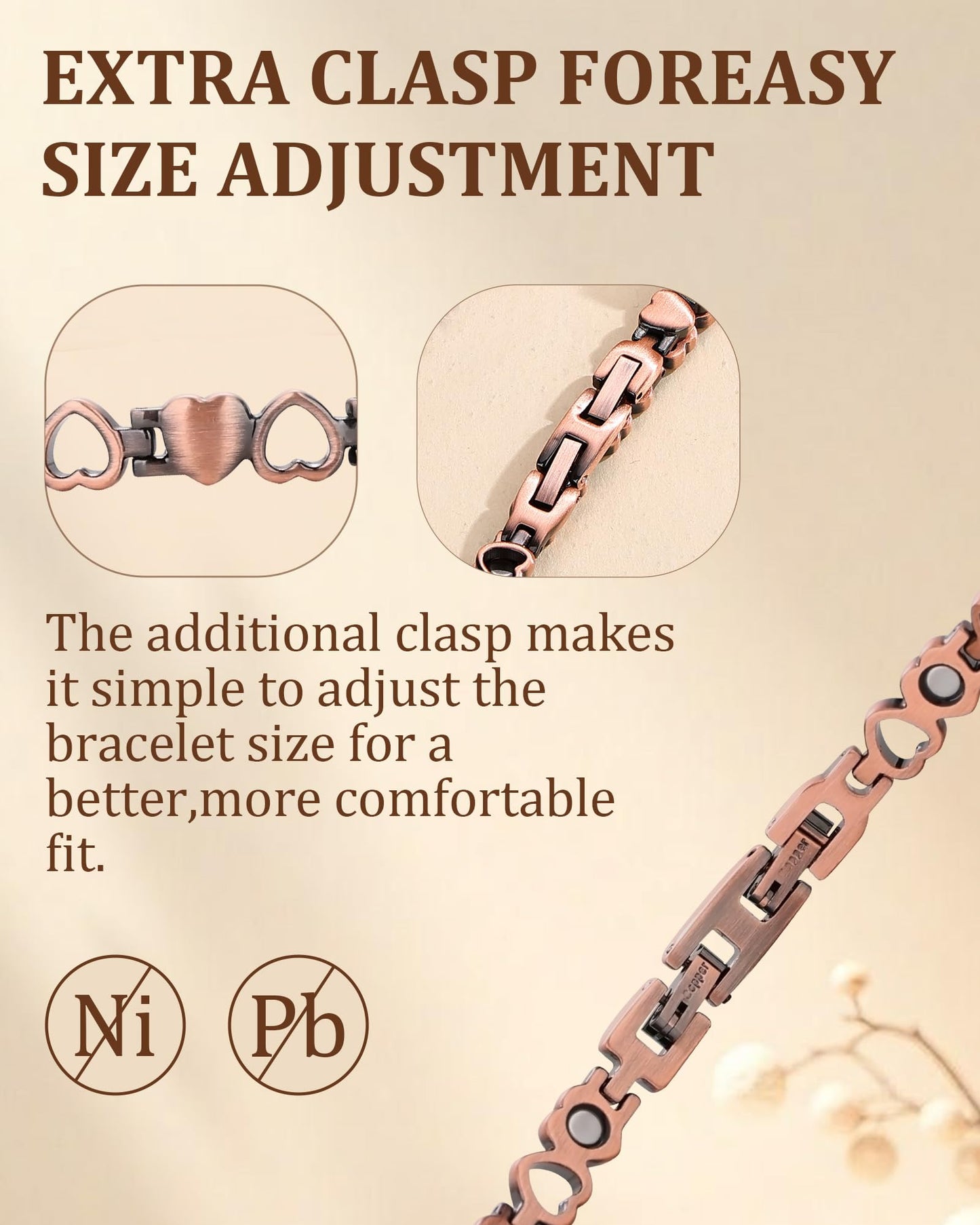 Fashtour 99.99% Pure Copper Magnetic Bracelet for Women, Heart Wire Design Adjustable Jewelry with 3800 Gauss Magnets, Elegant Gift Box