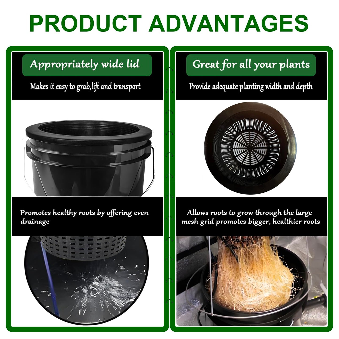 Gyfofix 3 & 5 Gallon Bucket Lid Hydroponic Plant Pot, Small/Medium/Large Opening Mesh Net Cups for Indoor Outdoor Hydroponics Growing System - Medium Opening for Most Hydroponic Crops (2 Pack)
