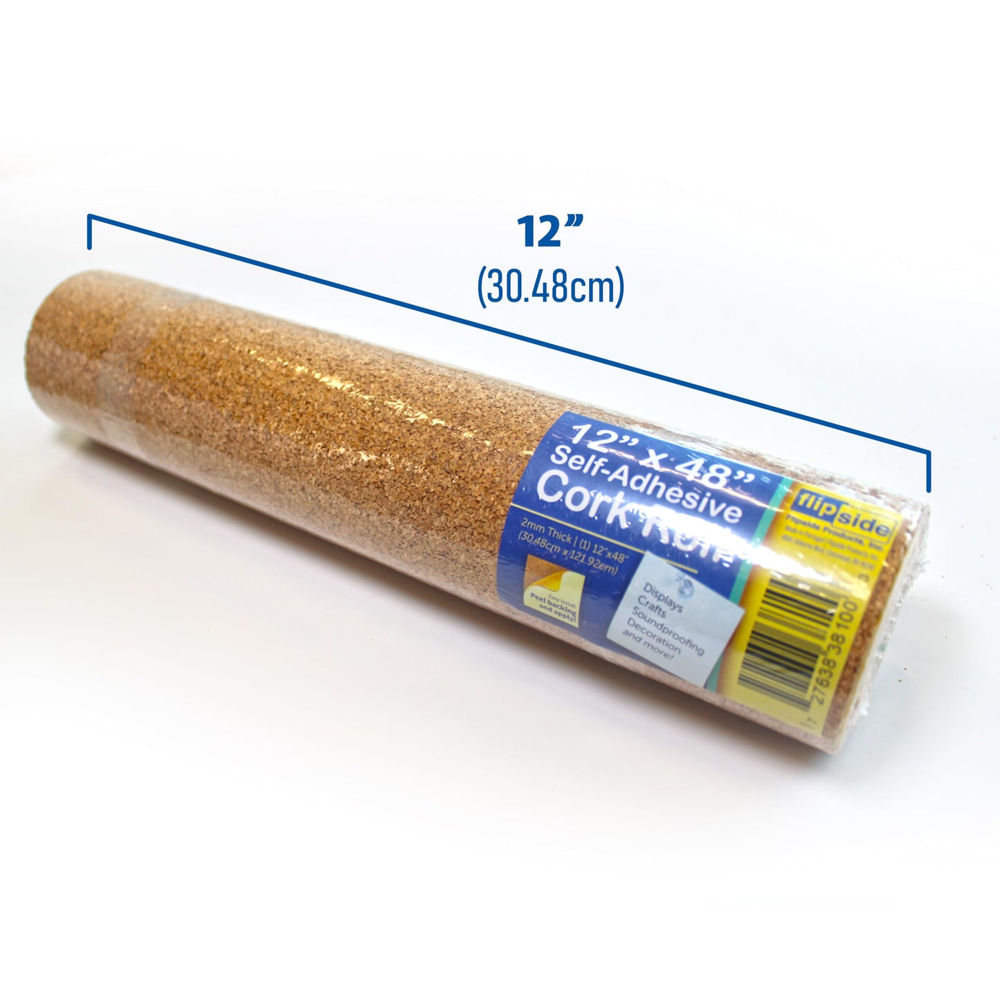 Flipside Products 12" x 48" Natural Cork Roll, 2mm Thick, Self Adhesive, Cork Board Roll, Bulletin Boards, Wall Hanging, Drawers, Crafts, Shelf Liner