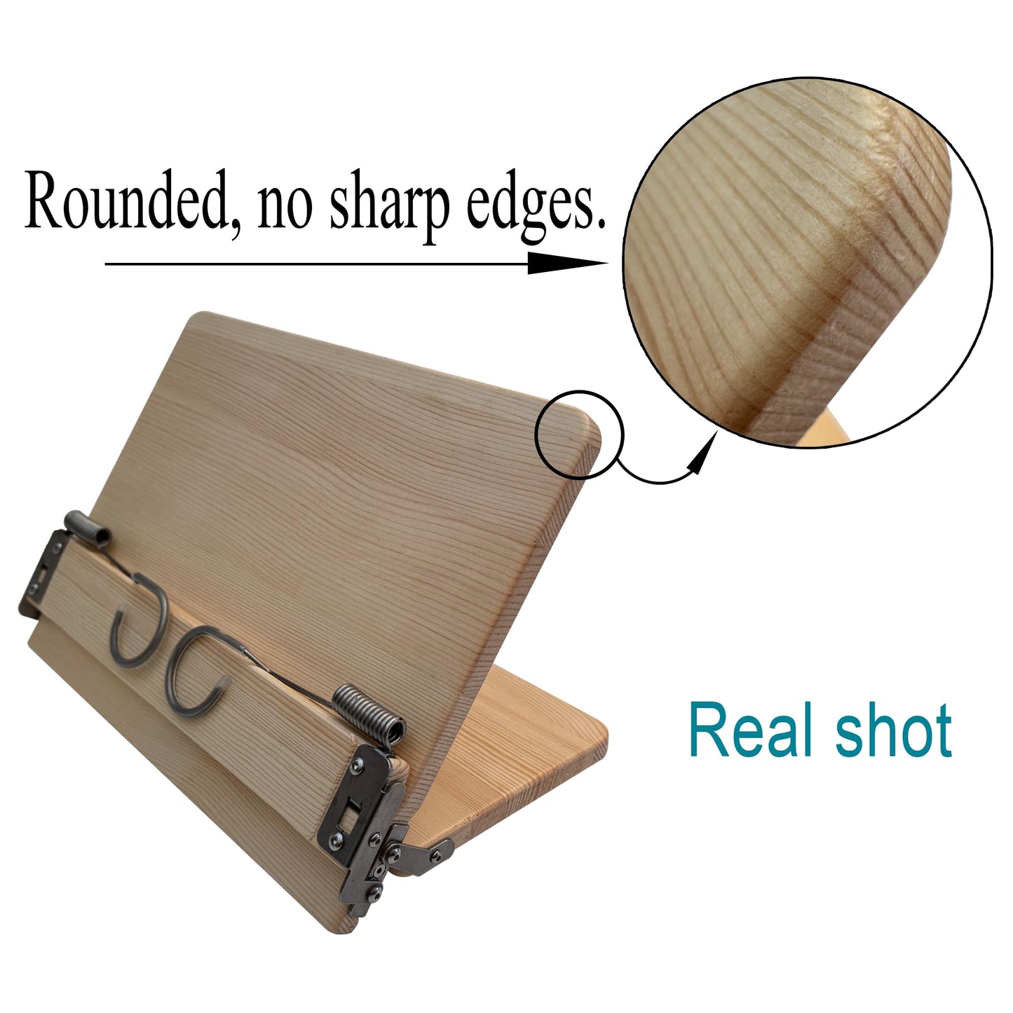 WUSUBUFU Book Stand, Cookbook Stand, (Solid Wood Construction with Anti-Cracking Design, Stainless Steel Hardware)