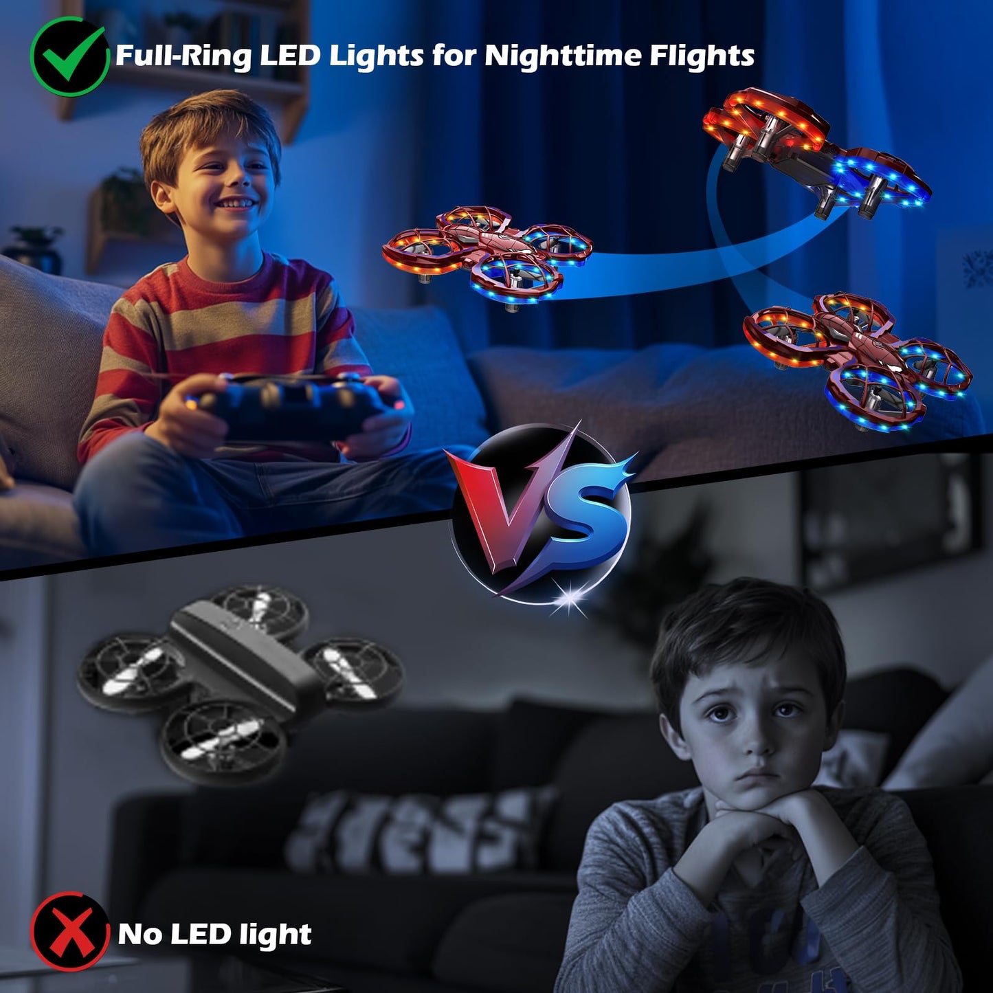 Spider Mini Drone for Kids, RC drone with LED Lights, Indoor & Outdoor Flying Toy for 8-12 Years Old Boys, 3 Speeds Mode, 360° Flips, Auto Hovering, Headless Mode, Easter Birthday Gifts for kids