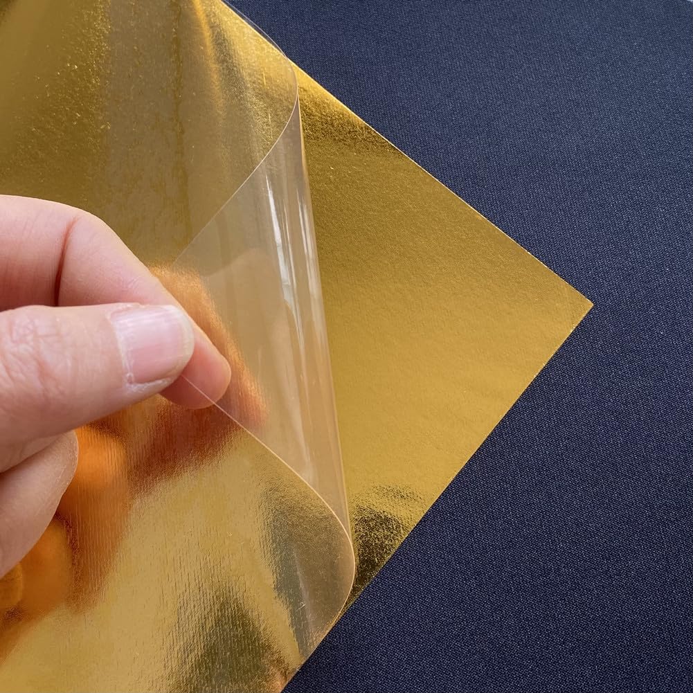 Tvinyl Warehouse Gold Metallic Foil HTV Heat Transfer Vinyl for Tshirt and Apparel 12" X 10"(Pack of 10), Easy to Weed and Iron on, Guaranteed Size