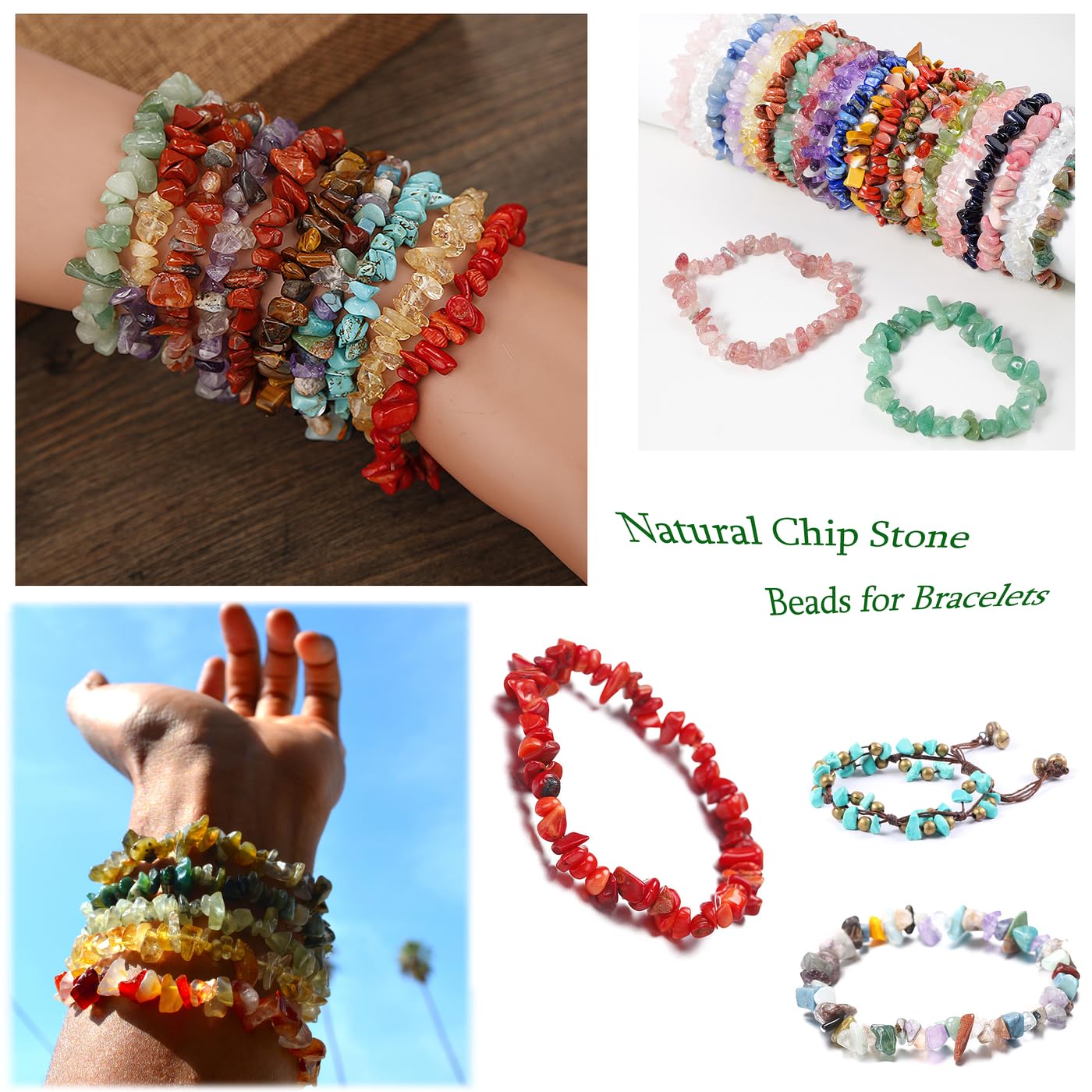 XIANNVXI Clear Quartz Beads, Natural Chip Stone Beads 400Pcs Crystal Bead 5-8mm Irregular Healing Crystal Loose Rocks for DIY Jewelry Making