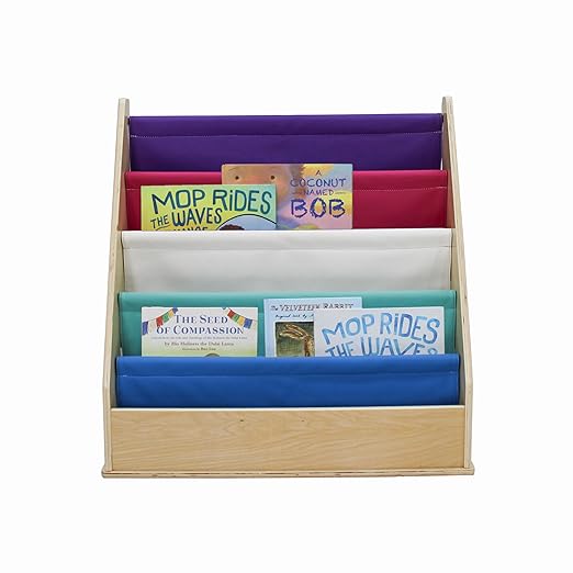 Factory Direct Partners 13745-140 Birch SoftScape Sling Book Display, 4-Shelf Vinyl Storage for Kid"s Books and Magazines - Contemporary
