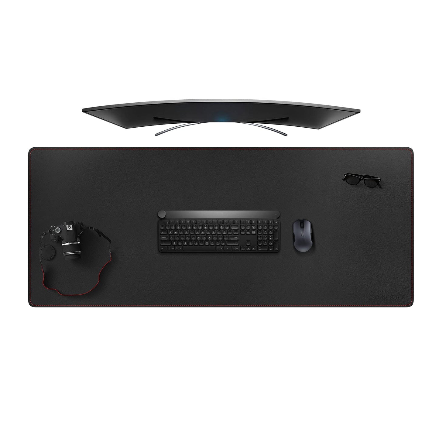 ZORESYN 4XL Oversized Large Mouse Pads (55" x 24") - PU Leather Extended Large Gaming Mousepad Desk Mat - Nonslip Base and Waterproof Desktop Keyboard Extended Mouse Mat (Black, 4XL - Oversized)