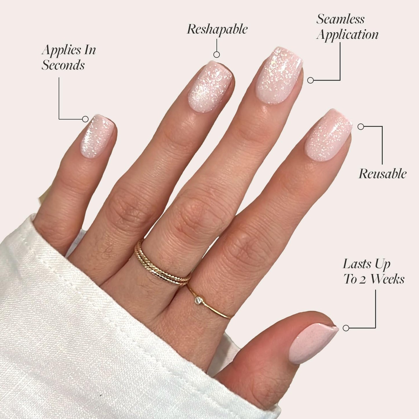 Glamnetic Press On Nails - Pinky Promise Spring Nails | Glossy, Velvet, Short Squoval Fake Nails, Salon Quality | 15 Sizes - 30 Nail Kit with Glue