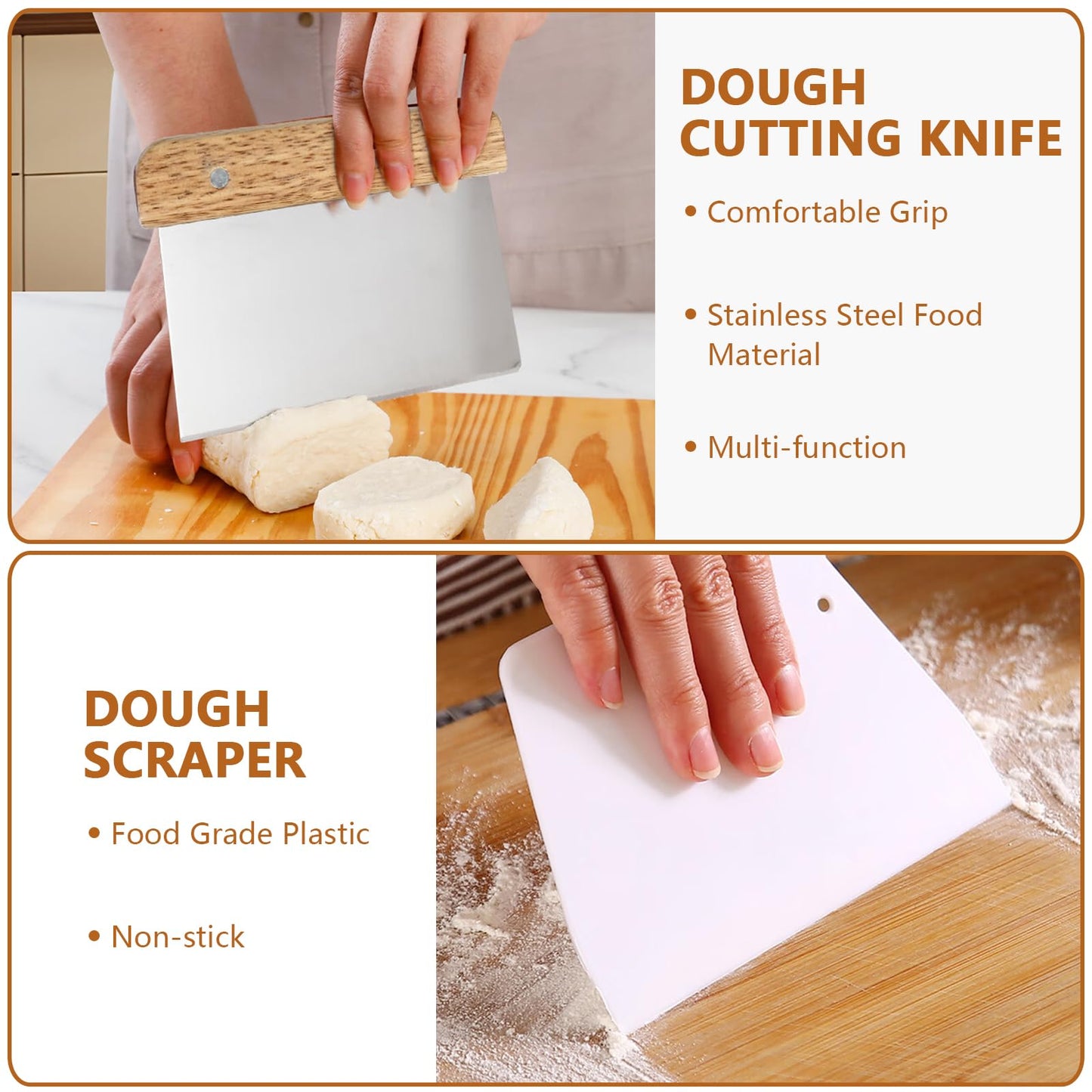 Bread Making Tools Set of 7, Including Silicone Pastry Mat, Round Baking Mat, Sourdough Danish Dough Whisk, Bread Lame Dough Scoring, Bread Scraper Dough Cutter, Perfect Gifts for Baker