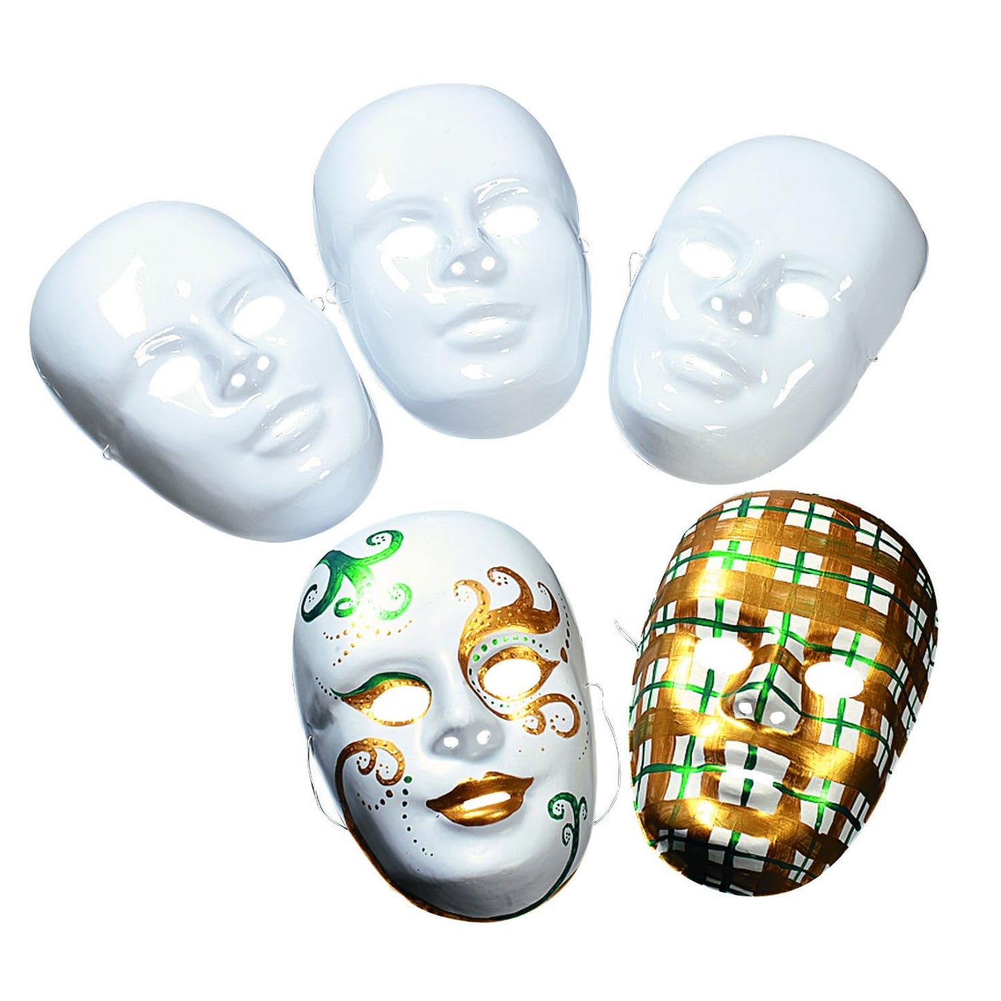 Fun Express DIY White Face Masks - 12 Masks - Great for Halloween, Mardi Gras, Birthdays and Fun DIY Crafts - Color Your Own