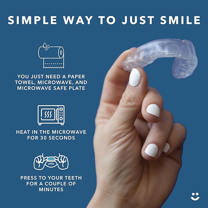 Just Smile Night Guard 2 Pack - Mouth Guard for Teeth Grinding & Clenching Teeth, Moldable & Custom Nightguard for Grinding (Blue)