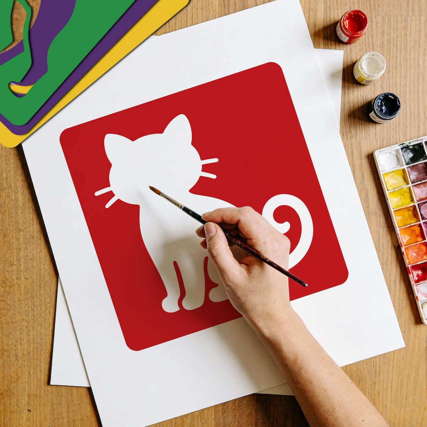CUTHOLLOW 25 PCS Animal Painting Shape Stencils Sets - 8 Inch Reusable&Washable Drawing Template, Different Animals Primary Themed Sidewalk Chalk Art Stencils Kit for Craft Room Wall Paper