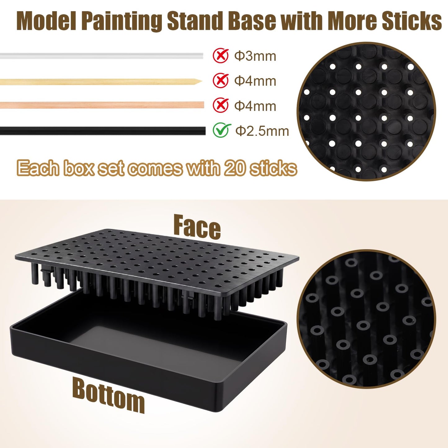 Junkin 4 Sets Model Painting Stand Base with 80 Alligator Clip Sticks, 5.9 x 3.9 Inch Airbrush Stands Portable Models Parts Holder for DIY Miniature Modeling Professional Model Spraying Tools