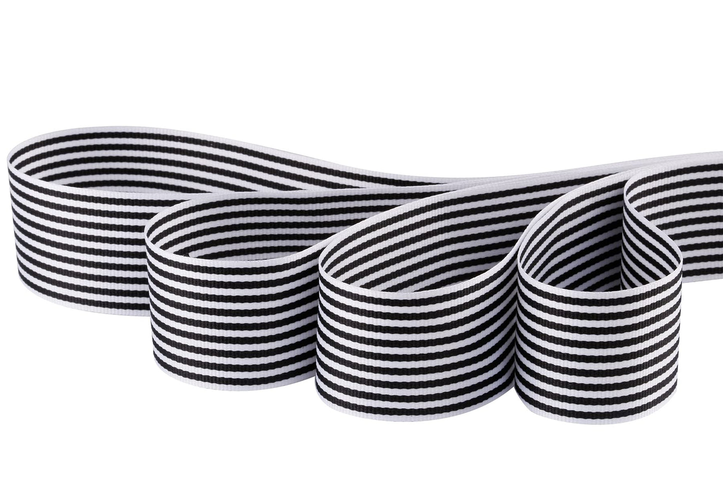Joycrosso 1-1/2 Inch Wide Black and White Striped Ribbon, Great for Wedding Gift Wrapping Home Décor Floral Arrangement, 25 Yards-Roll