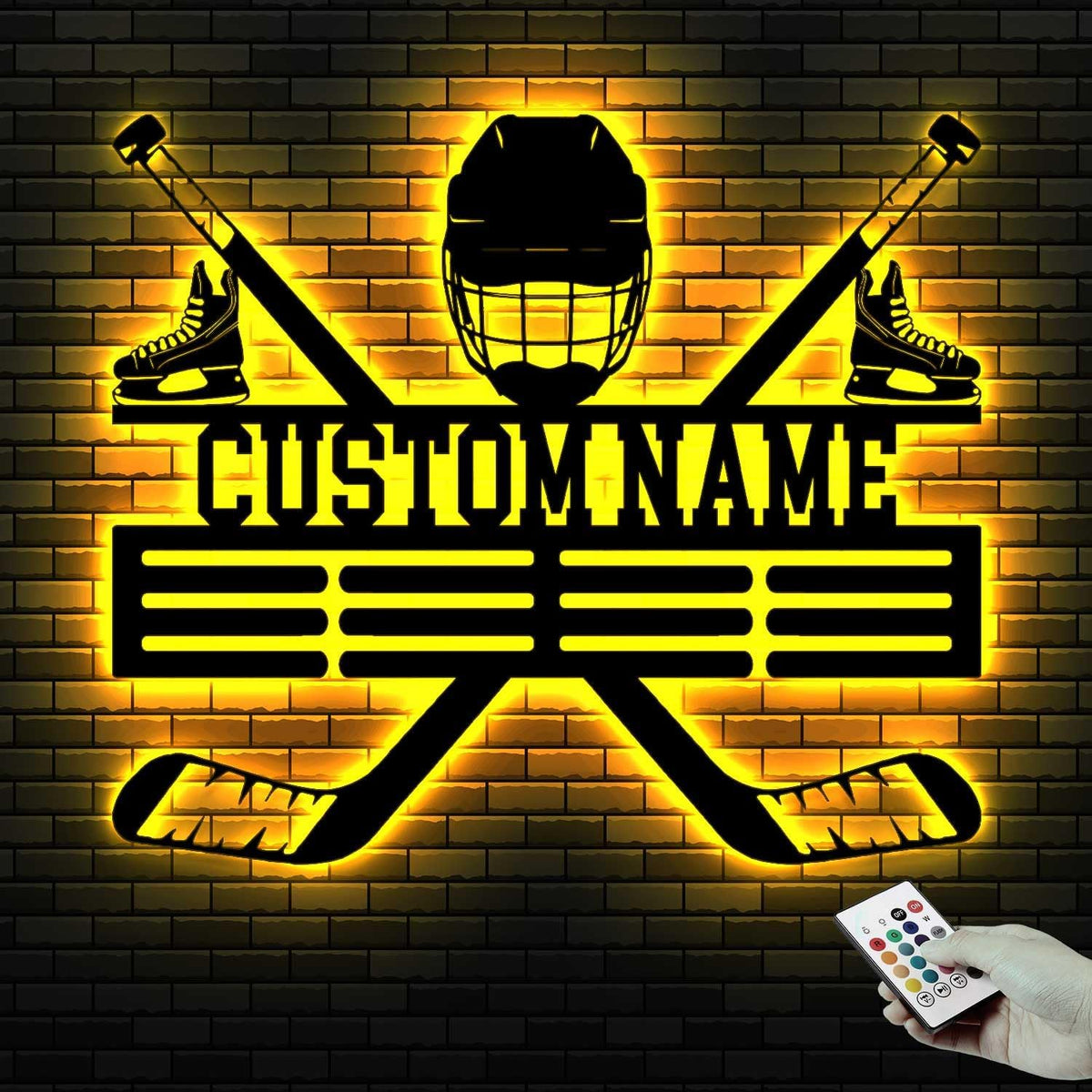 Custom Hockey LED Wall Sign - Personalized Skate & Goalie Mask Neon Light Custom Name Sign, Hockey Decor for Boys Room, Man Cave, Locker Room, Players, Coaches, Sports Fans