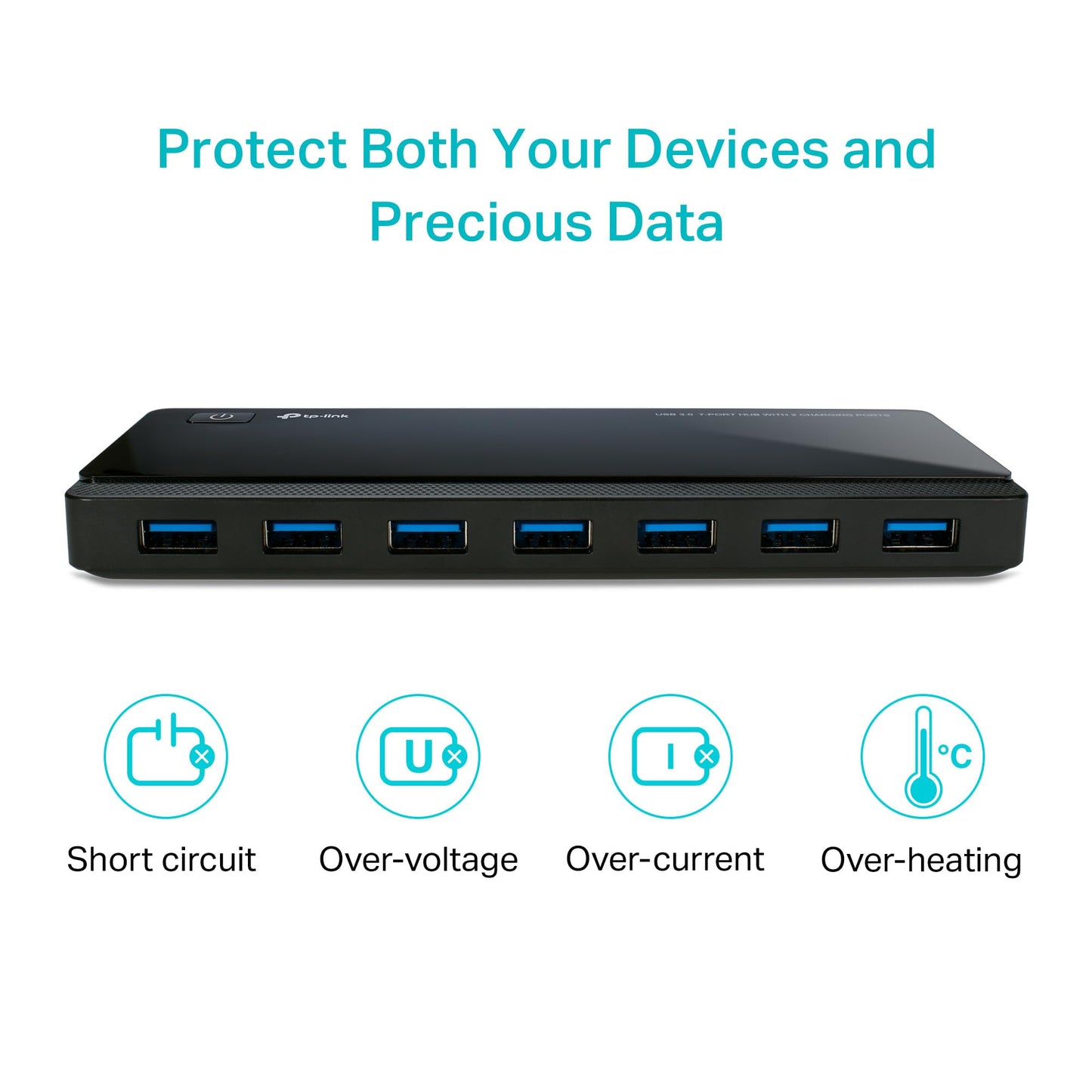 TP-Link Powered USB Hub 3.0 with 7 USB 3.0 Data Ports and 2 Smart Charging USB Ports. Compatible with Windows, Mac, Chrome & Linux OS, with Power On/Off Button, 12V/4A Power Adapter(UH720)