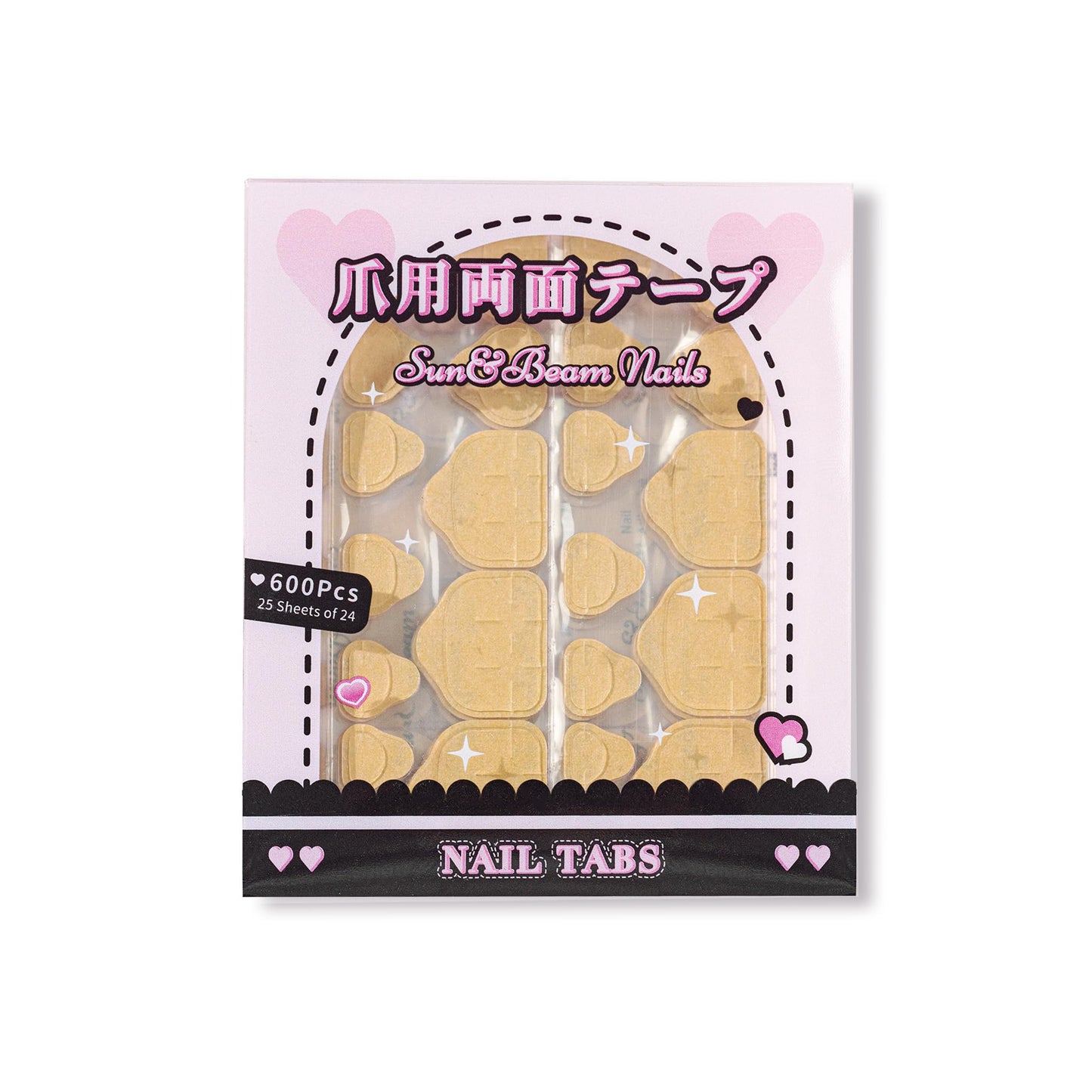 Sun&Beam Nails Adhesive Tabs 25 Sheets for Press On False Nail Tip Gel Glue Double Sided Tape Stickers Waterproof Transparent Strong Sticky (for Foot 25 Sheets)