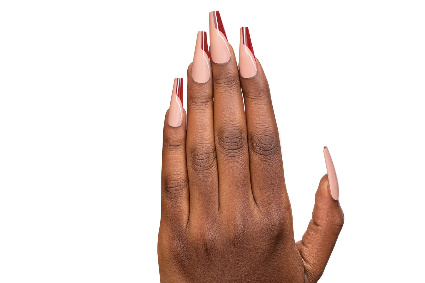 Allkem Mystic French Press on Nails | Glossy Extra Long coffin | 10 sizes - 20 pcs Ballerina Nail kit with Glue