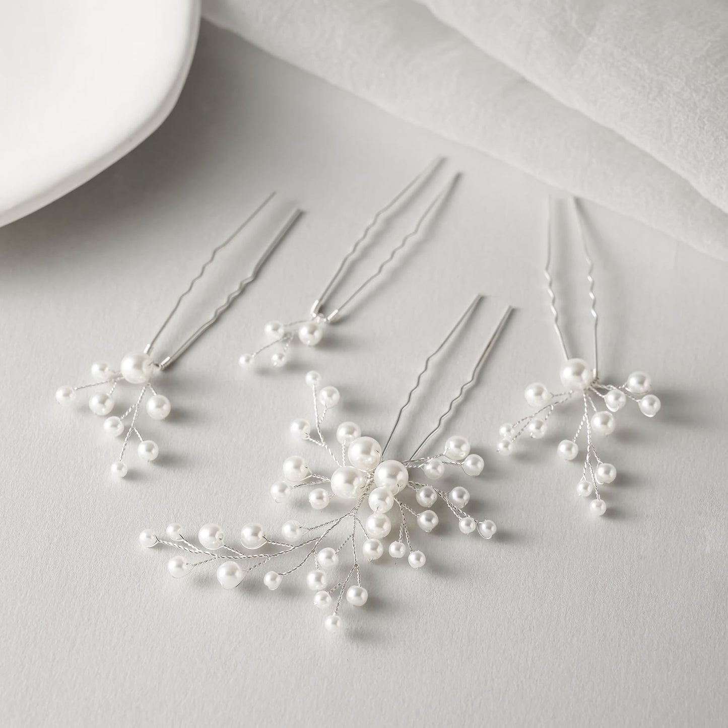 SWEETV 7 Pieces Bride Hair Accessories Pearl Wedding Hair Pins Leaf Bridal Hair Piece Vintage Hair Headpiece Leaf Hair Clips Jewelry for Women Bridesmaids Brides Flower Girls