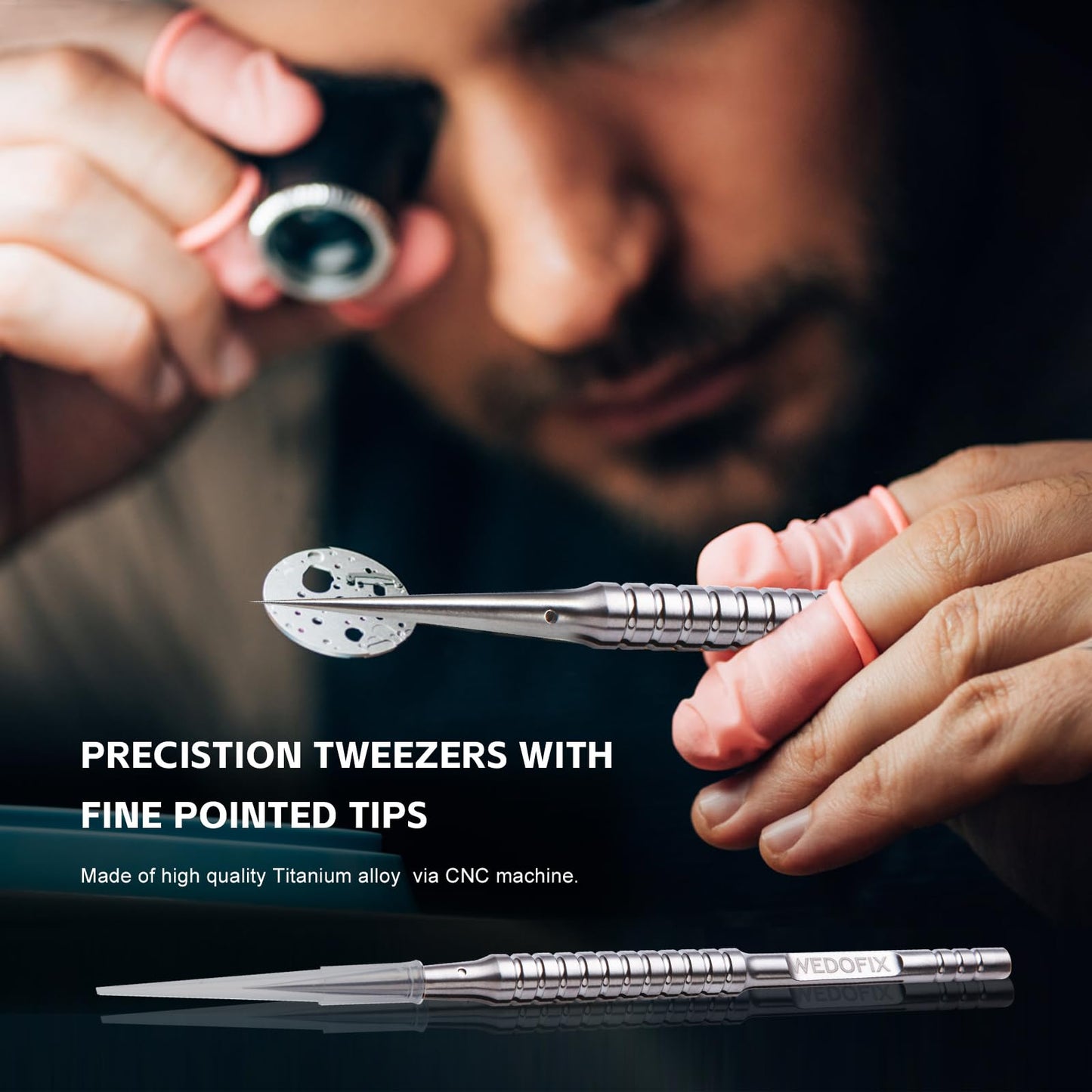 WEDOFIX Precision Titanium Tweezers Silver with Fine Pointed Tips Non-magnetic Microscope Tweezers for Micro Soldering Work Watch Repair Electronics Maintenance Crafting