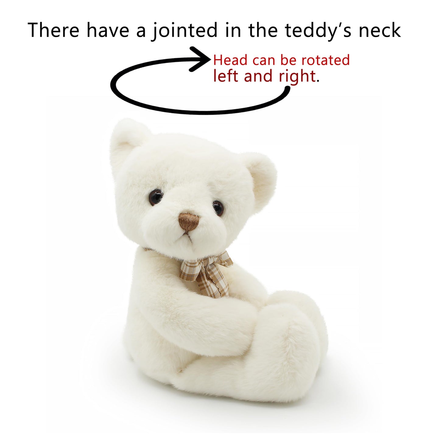 suepcuddly Small Magnet Teddy Bear Stuffed Animal Cute Plush Toy for Girl 12" (White)