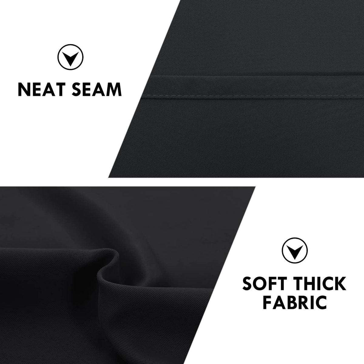 Wide Blackout Curtains for Bedroom Living Room 70 x 72 Inch Long Black (2 Count)