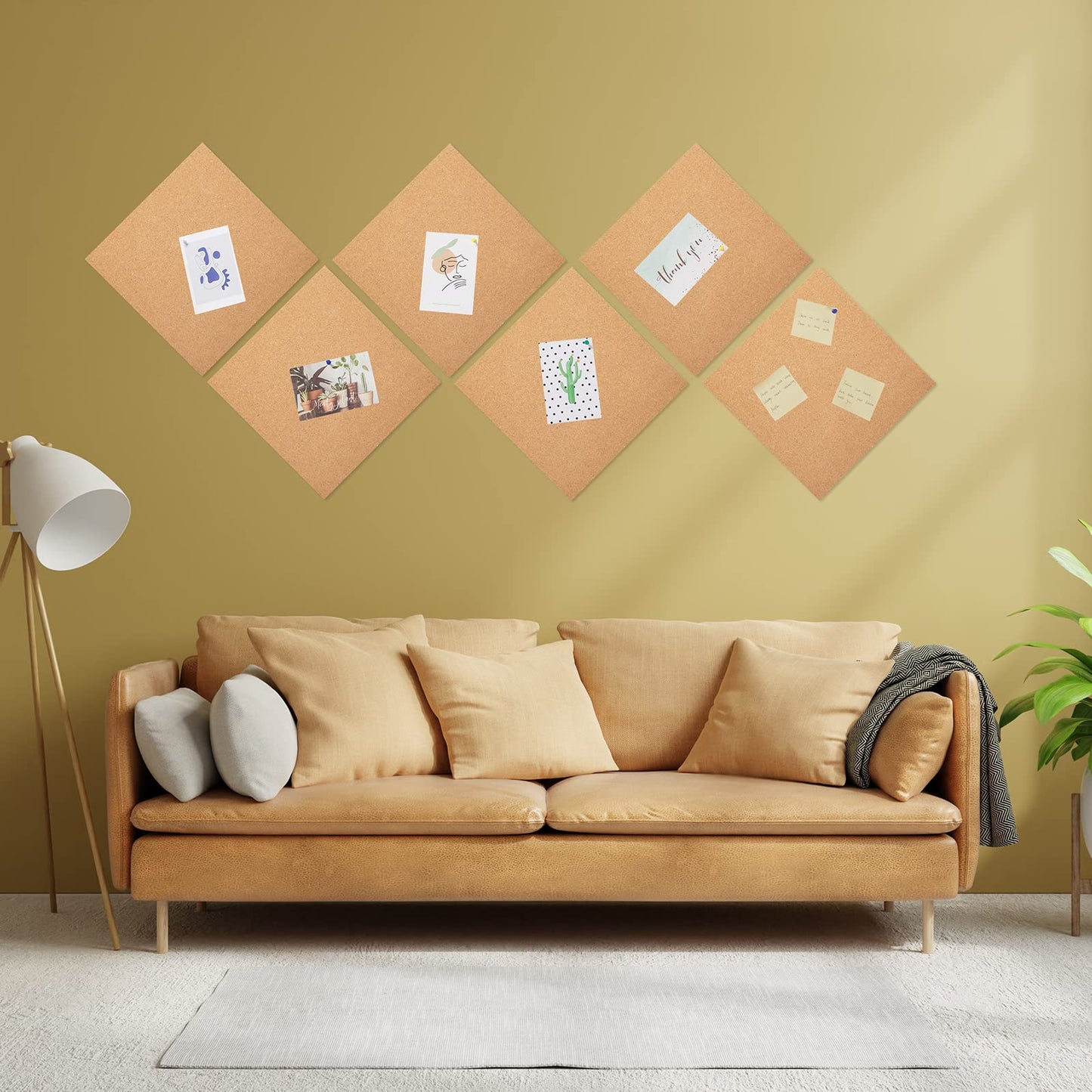 GARDYUE 12 Pack Cork Bulletin Board 12 x 12 Inch - 1/2" Thick Cork Board Tiles,Self-Adhesive Frameless Cork Tiles Wall Decor with 100 PCS Pushpins for DIY, Office, School and Home Decor