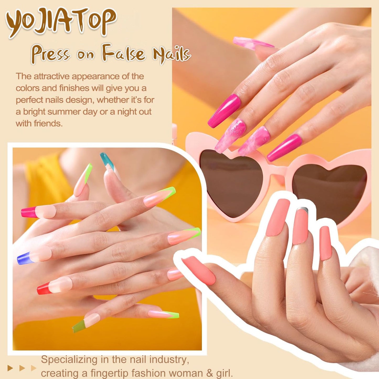 Fall Press on Nails Medium Coffin Fake Nails with Maple Leaves Designs Glossy Glue on Nails Brown Gradient Nails Press ons Autumn Acrylic Artificial Stick on Nails for Women 24Pcs